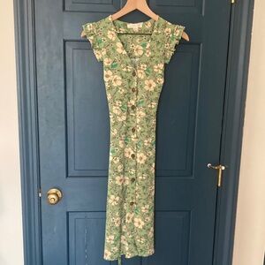 Monteau Green Floral Midi Dress